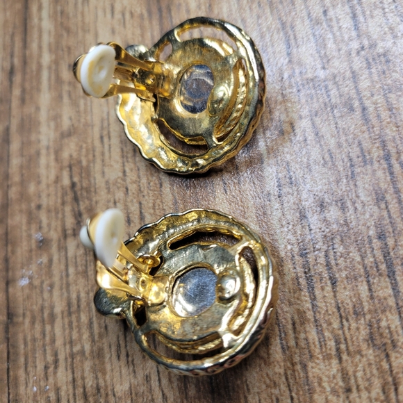 vintage 80s gold earrings - Picture 4 of 4
